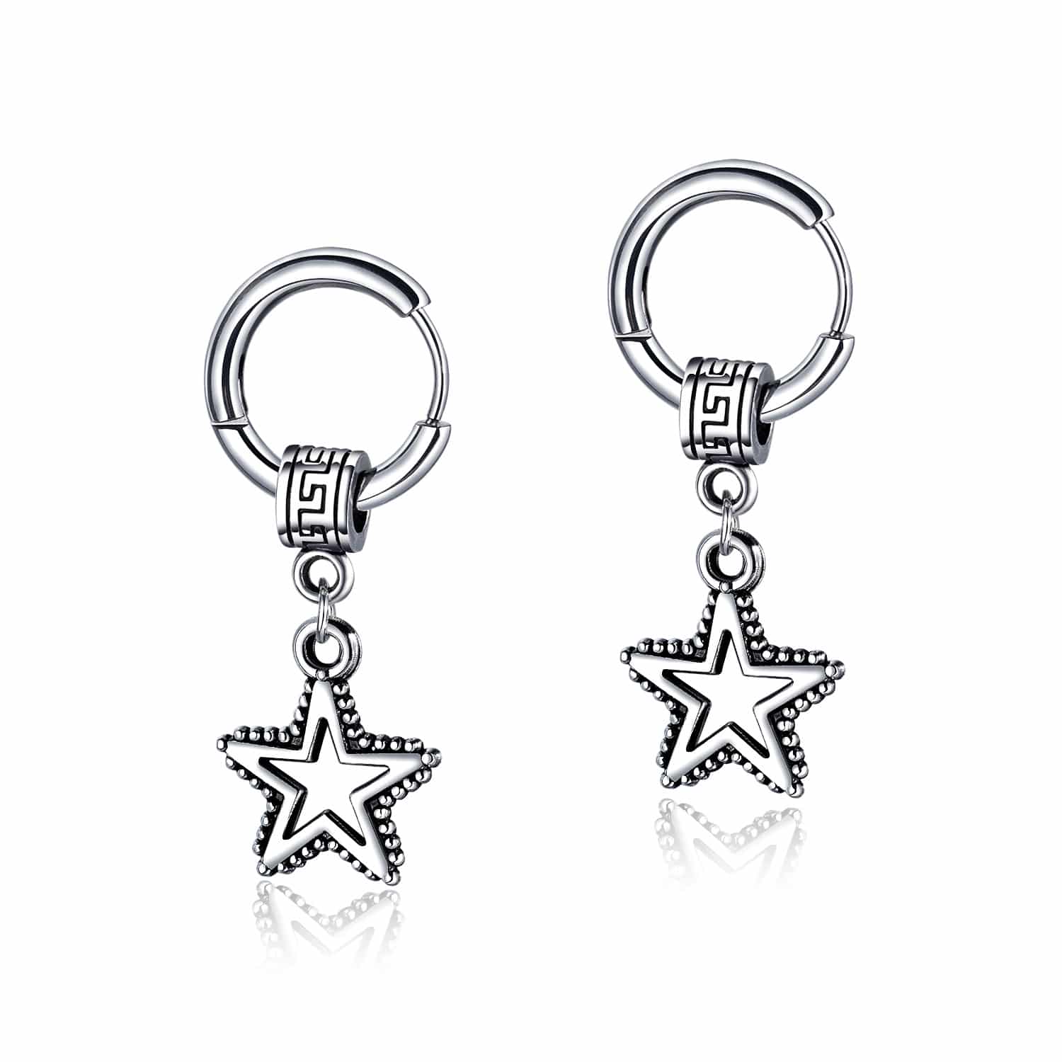 Silver Stainless Steel Earrings: Unique 1-Star Design, Firm and Scratch-resistant