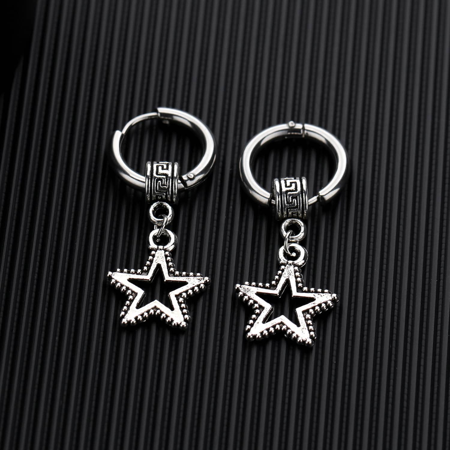 Silver Stainless Steel Earrings: Unique 1-Star Design, Firm and Scratch-resistant