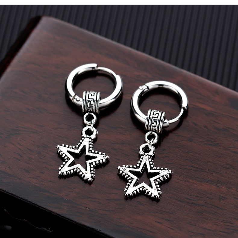 Silver Stainless Steel Earrings: Unique 1-Star Design, Firm and Scratch-resistant