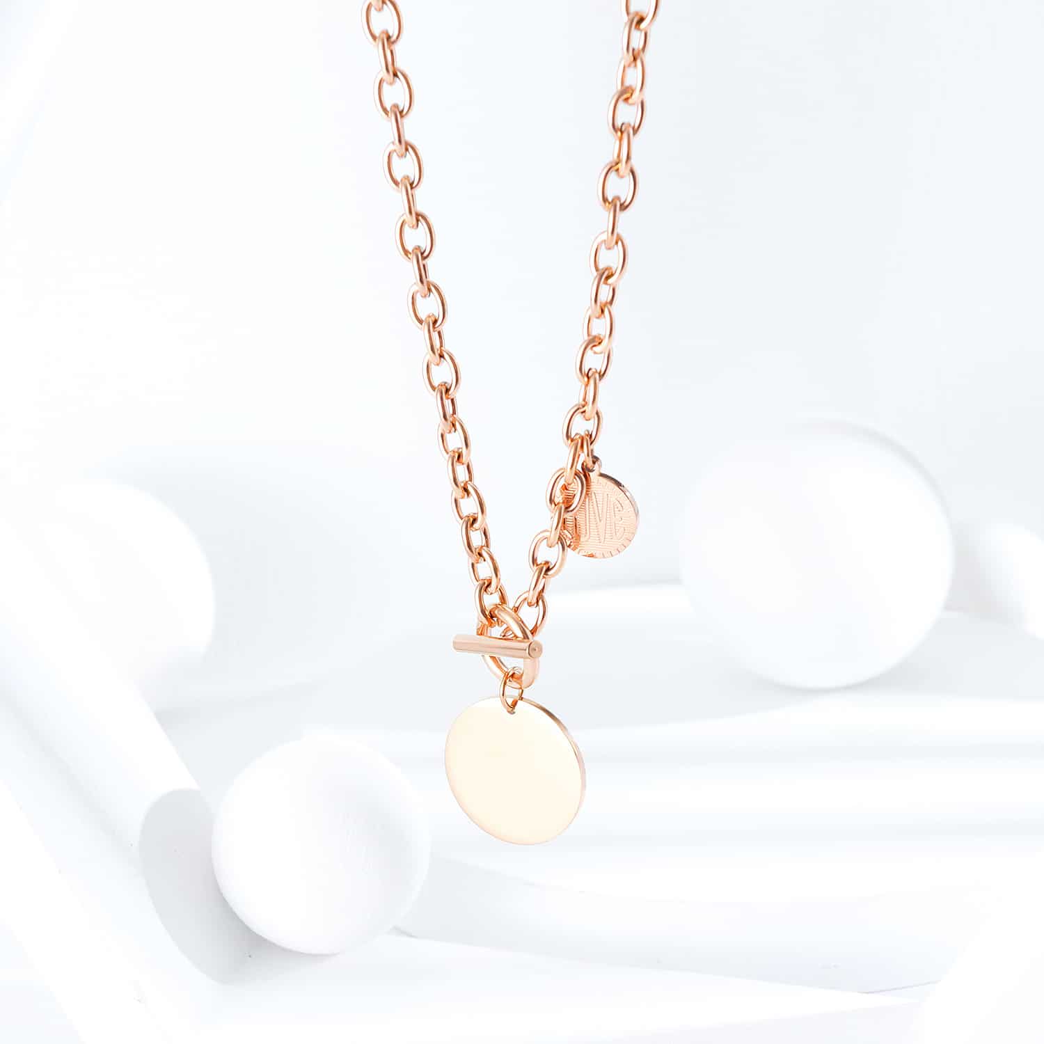 Stay Stylish and Organized with the OT Connected Stainless Steel Necklace in Rose Gold
