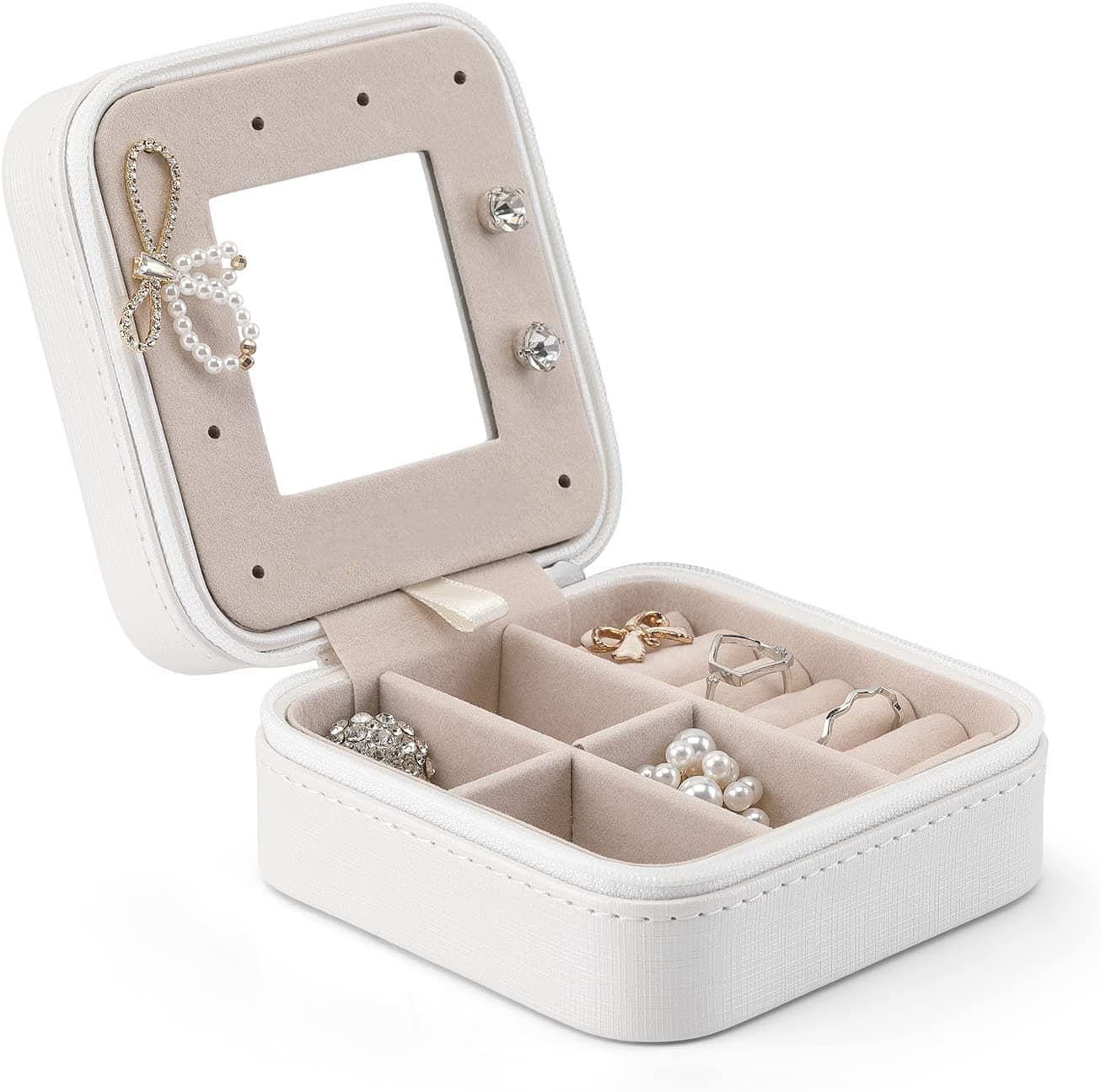 Premium Faux Leather Jewelry Box for Earrings, Rings and Necklaces