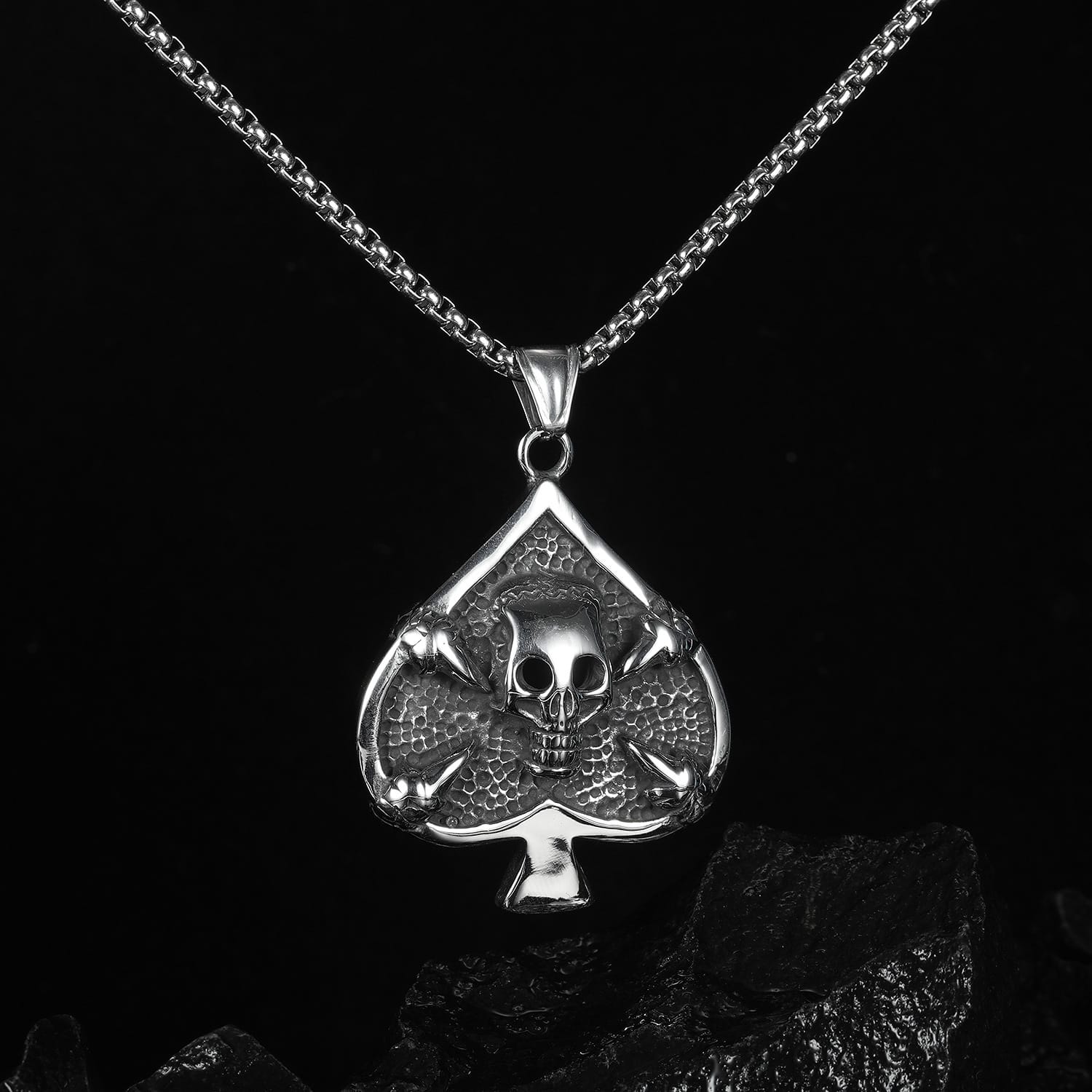 Custom Stainless Steel Necklace- Personality Poker of Spades Pendant
