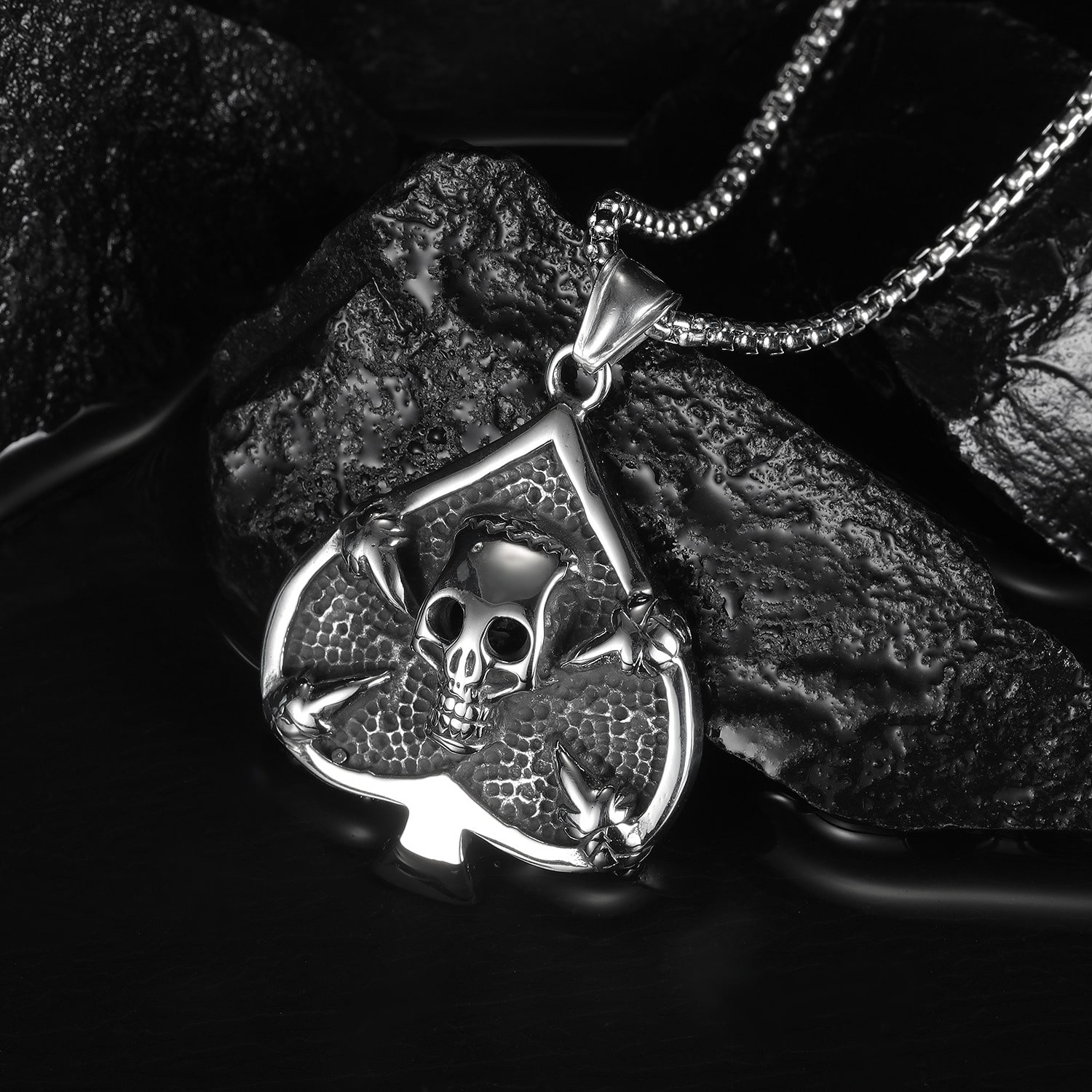Custom Stainless Steel Necklace- Personality Poker of Spades Pendant