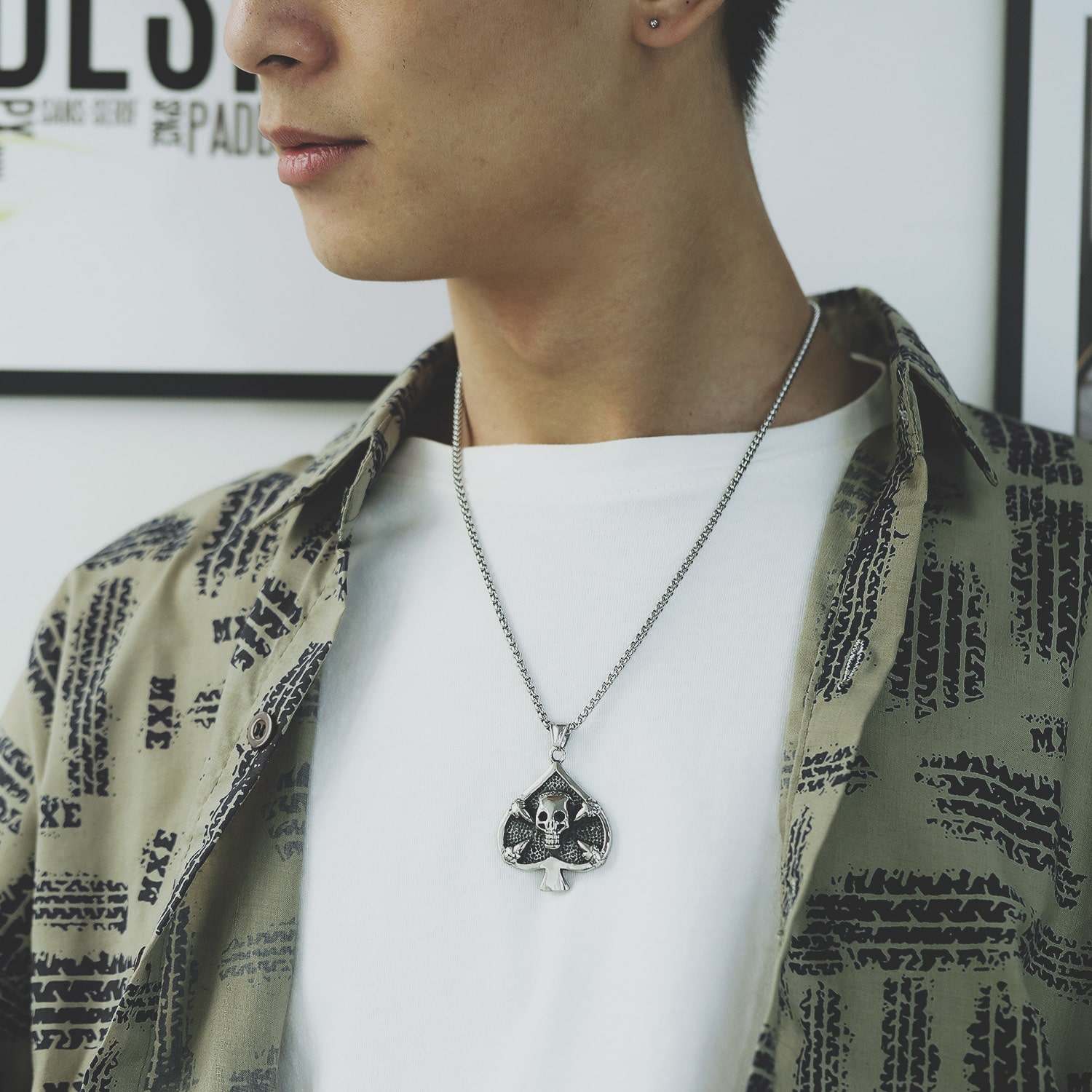 Custom Stainless Steel Necklace- Personality Poker of Spades Pendant