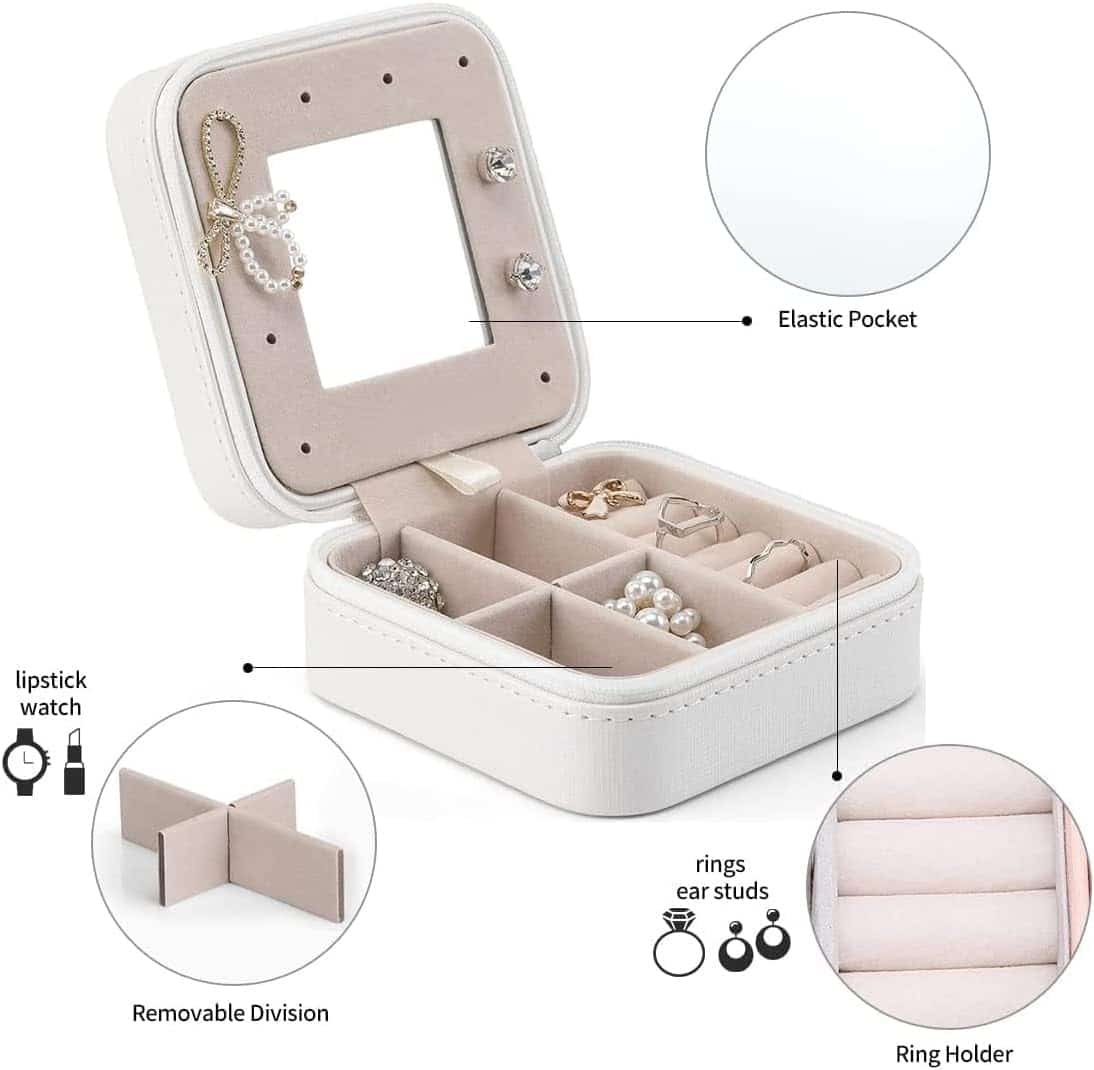 Premium Faux Leather Jewelry Box for Earrings, Rings and Necklaces