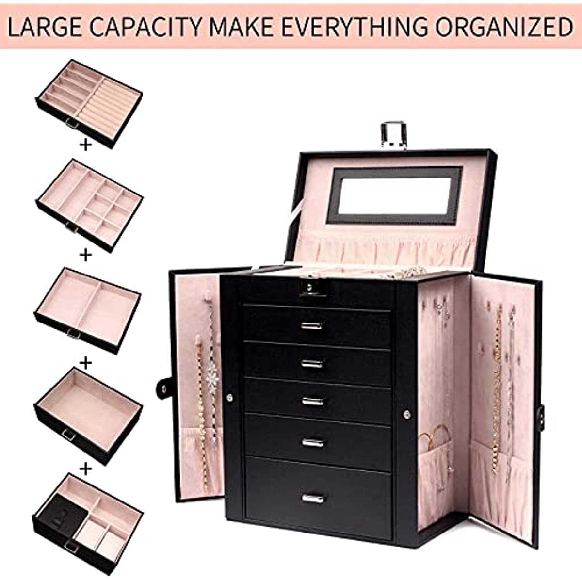 Customizable 6-Layer Free Beauty Large Jewelry Organizer & Storage Case