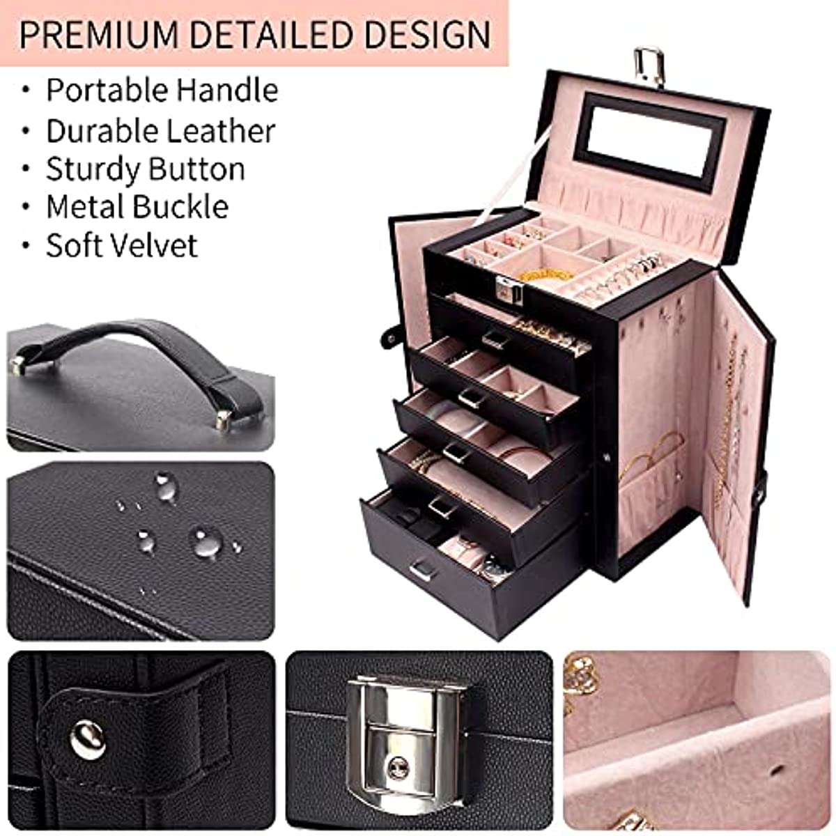 Customizable 6-Layer Free Beauty Large Jewelry Organizer & Storage Case