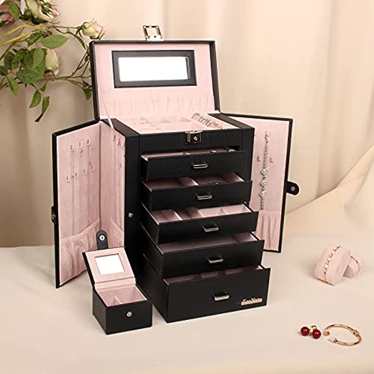 Customizable 6-Layer Free Beauty Large Jewelry Organizer & Storage Case