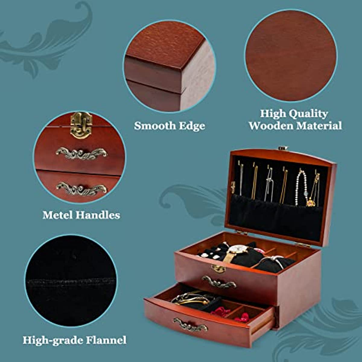 Elegant Wooden Jewelry Box for Wedding Gifts and Special Occasions
