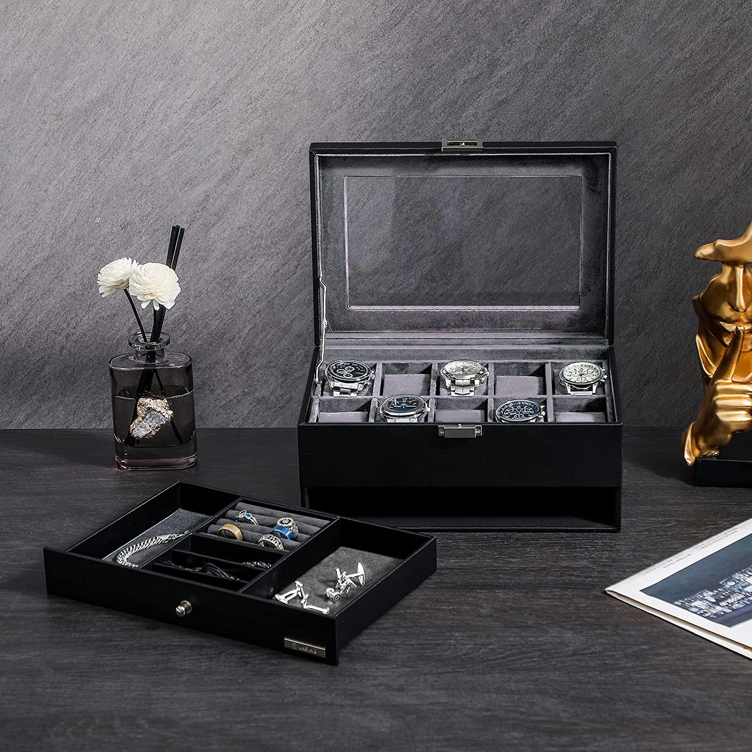 Leather Storage Box for Watches and Jewelry- Luxury Gift for Best Friend