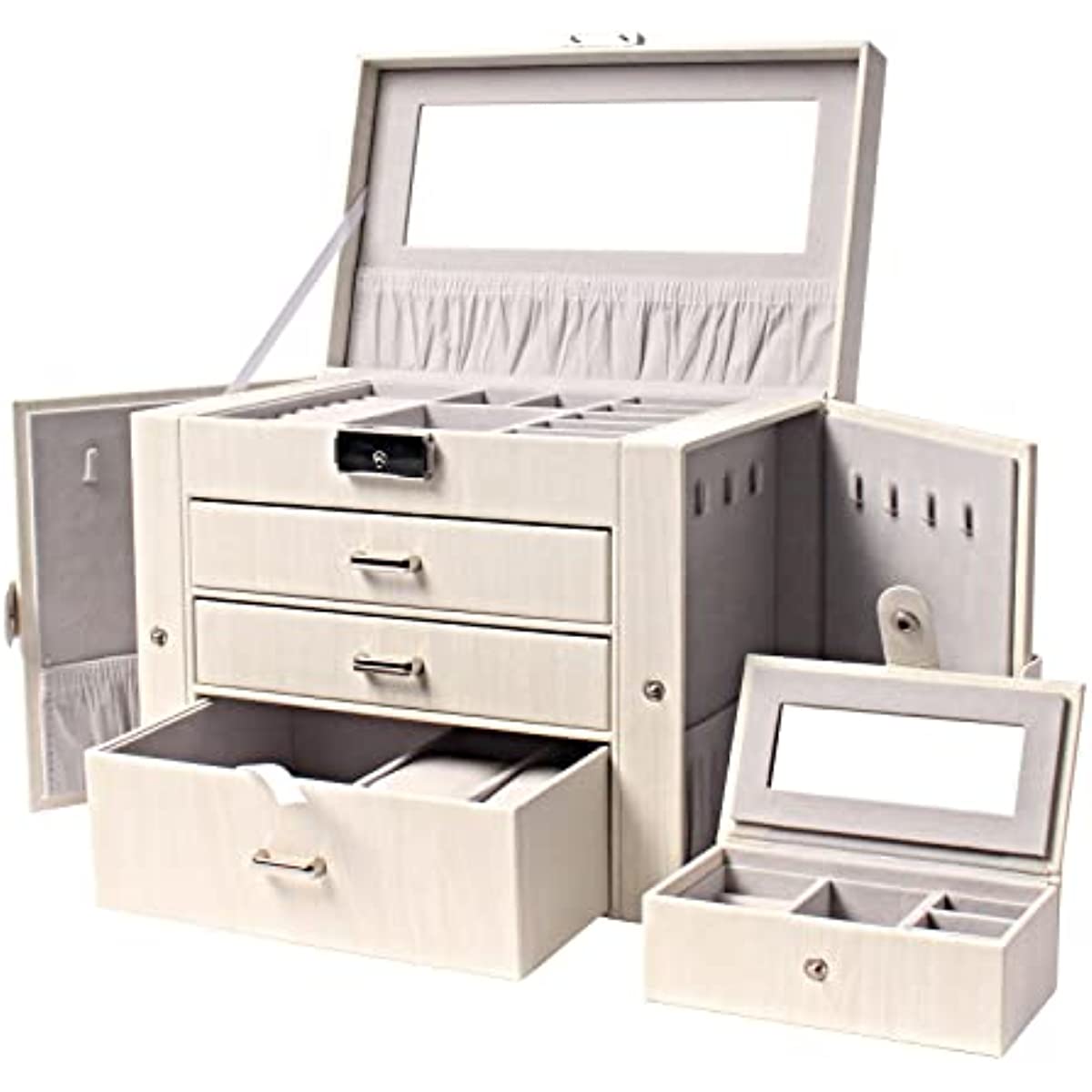 Jewelry Box Organizer with Mirror and 3 Drawers – Perfect Gift for Women and Girls – Keep Your Jewelry Safe and Organized in Style