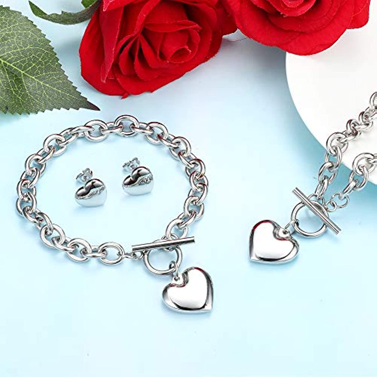 Customizable Stainless Steel Jewelry Set with Heart Pendants for a Personal Touch