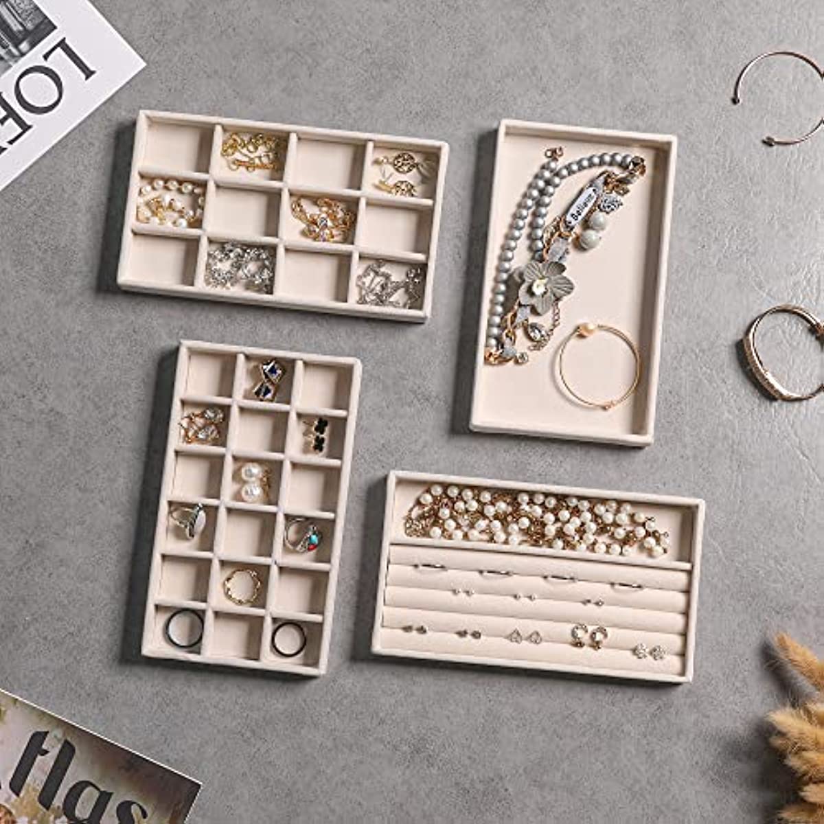 Multifunctional Velvet Jewelry trays – Perfect Dresser Organizer