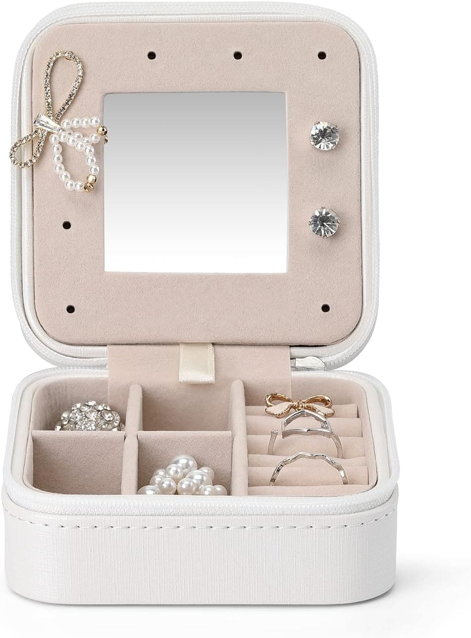 Premium Faux Leather Jewelry Box for Earrings, Rings and Necklaces