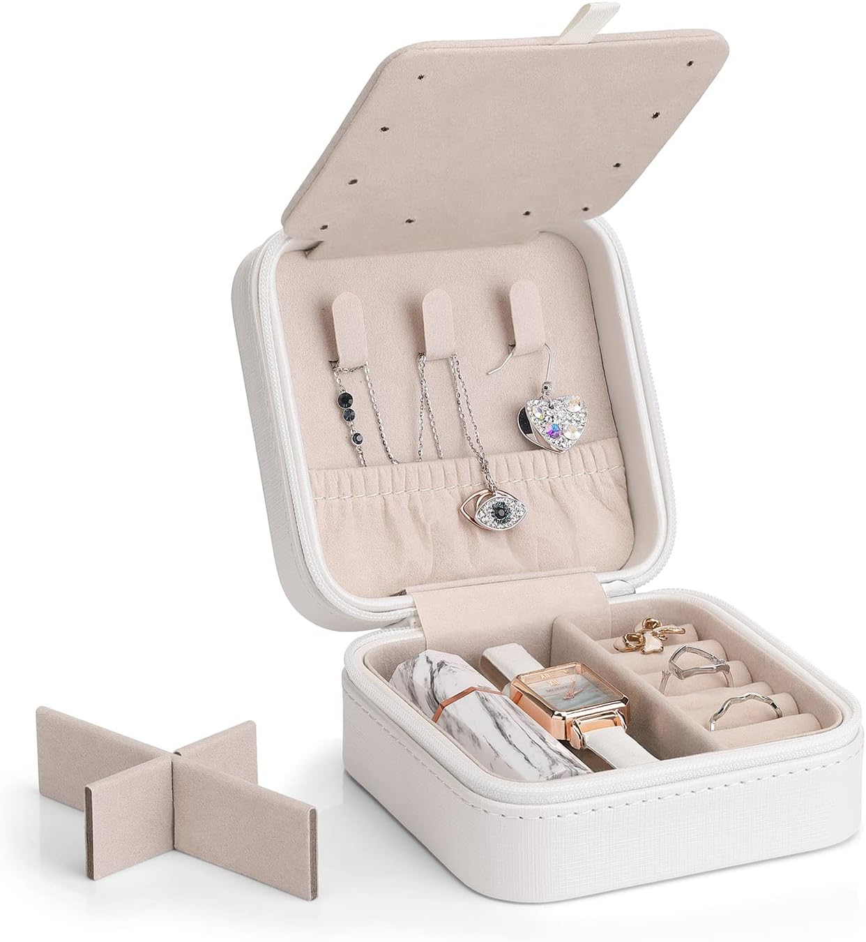 Premium Faux Leather Jewelry Box for Earrings, Rings and Necklaces