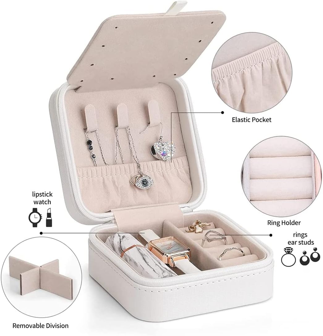 Premium Faux Leather Jewelry Box for Earrings, Rings and Necklaces