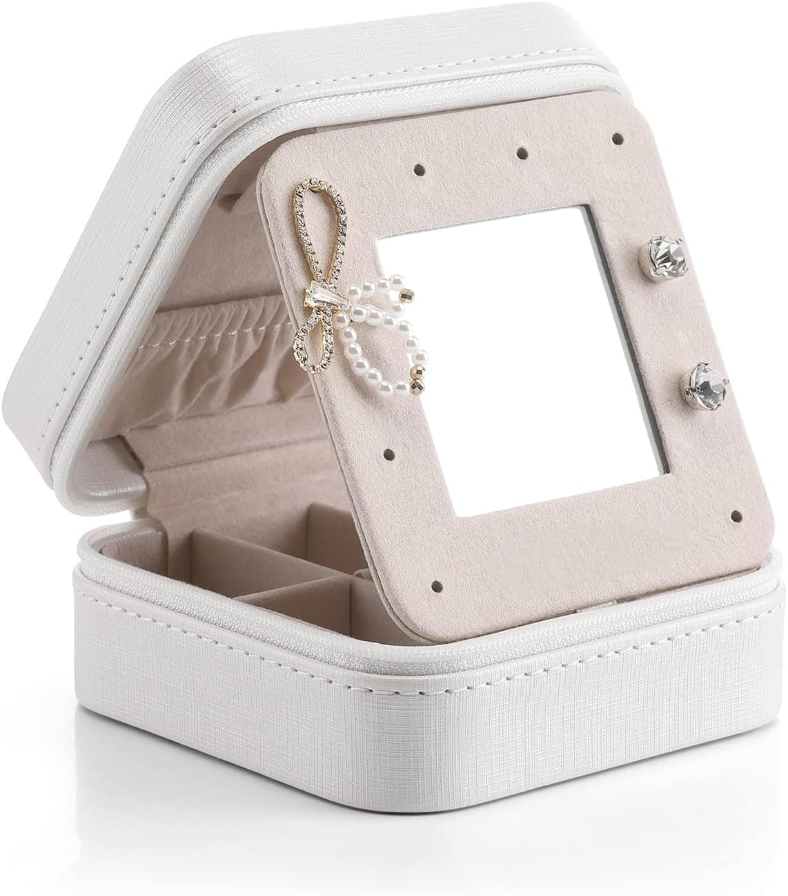 Premium Faux Leather Jewelry Box for Earrings, Rings and Necklaces