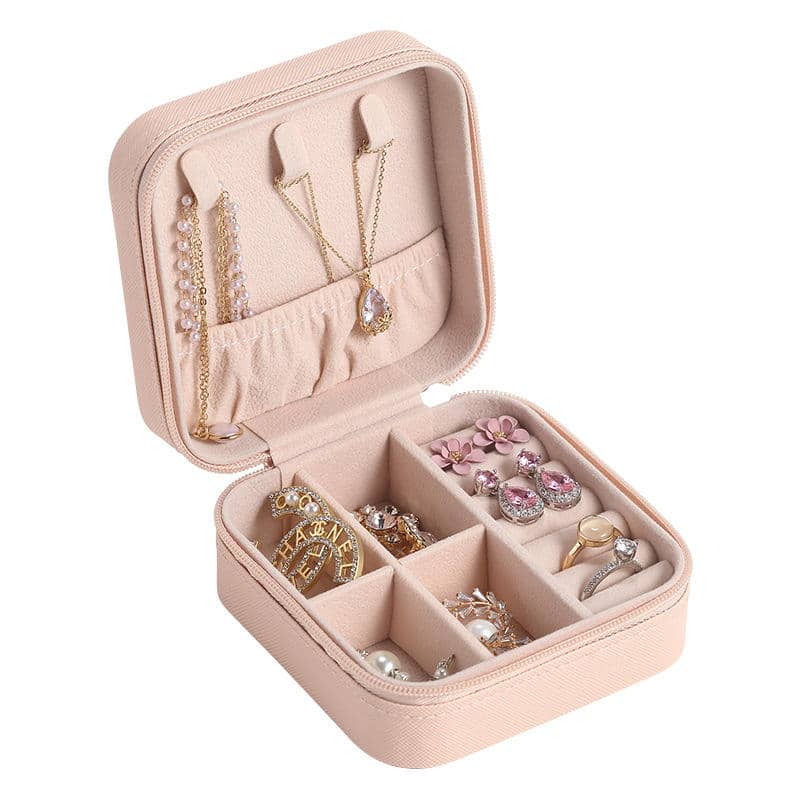 Custom Portable Small Travel PU Leather Jewelry Box FSCBS002