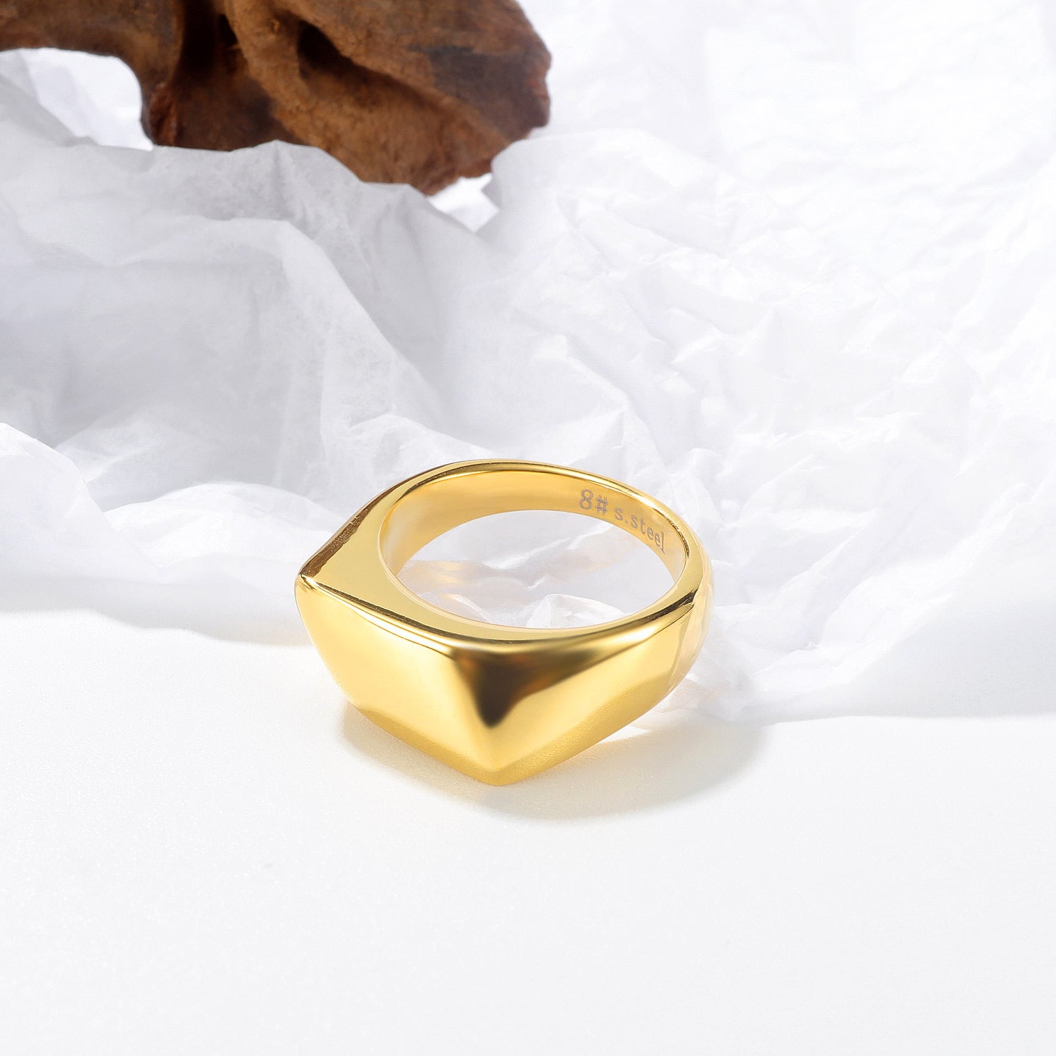 Custom Statement Geometric Glossy Stainless Steel Rings