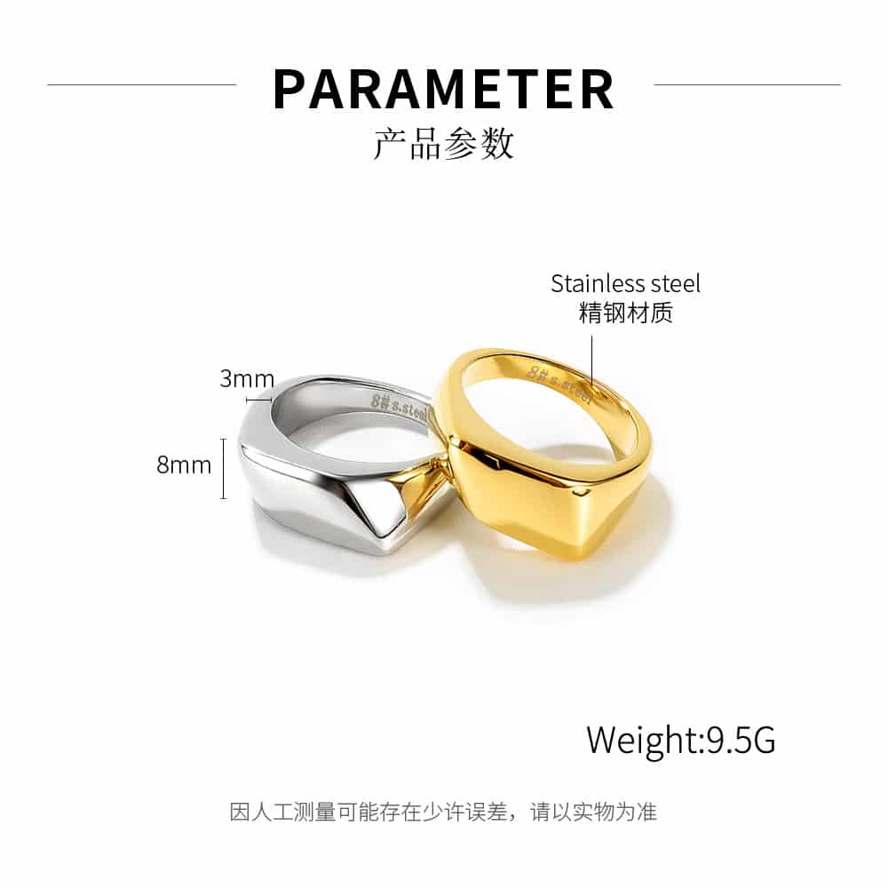 Custom Statement Geometric Glossy Stainless Steel Rings