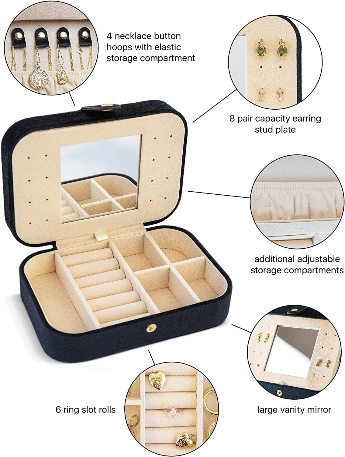 Small Jewelry Travel Case for Women – 2-Layer PU Leather Organizer Box