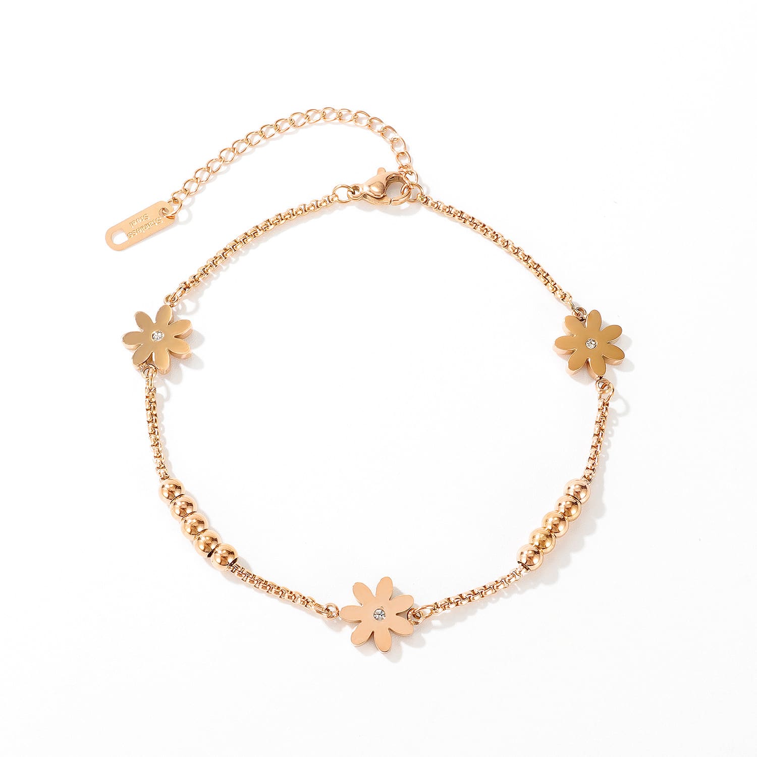 Simple and Elegant Stainless Steel Anklet with Crystal Embellishments