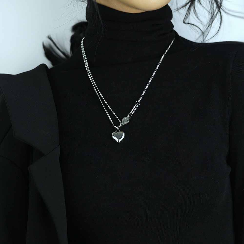 Trendy Stainless Steel Heart Pendant Necklace for Women