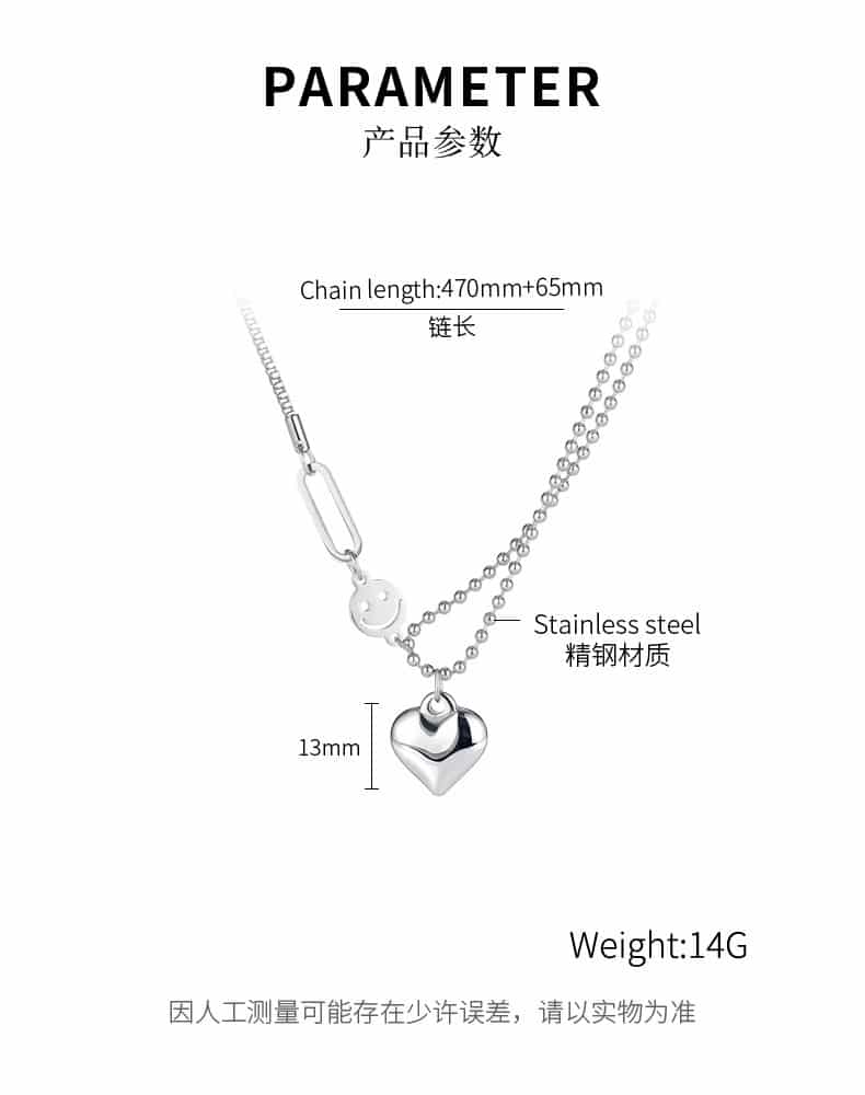 Trendy Stainless Steel Heart Pendant Necklace for Women