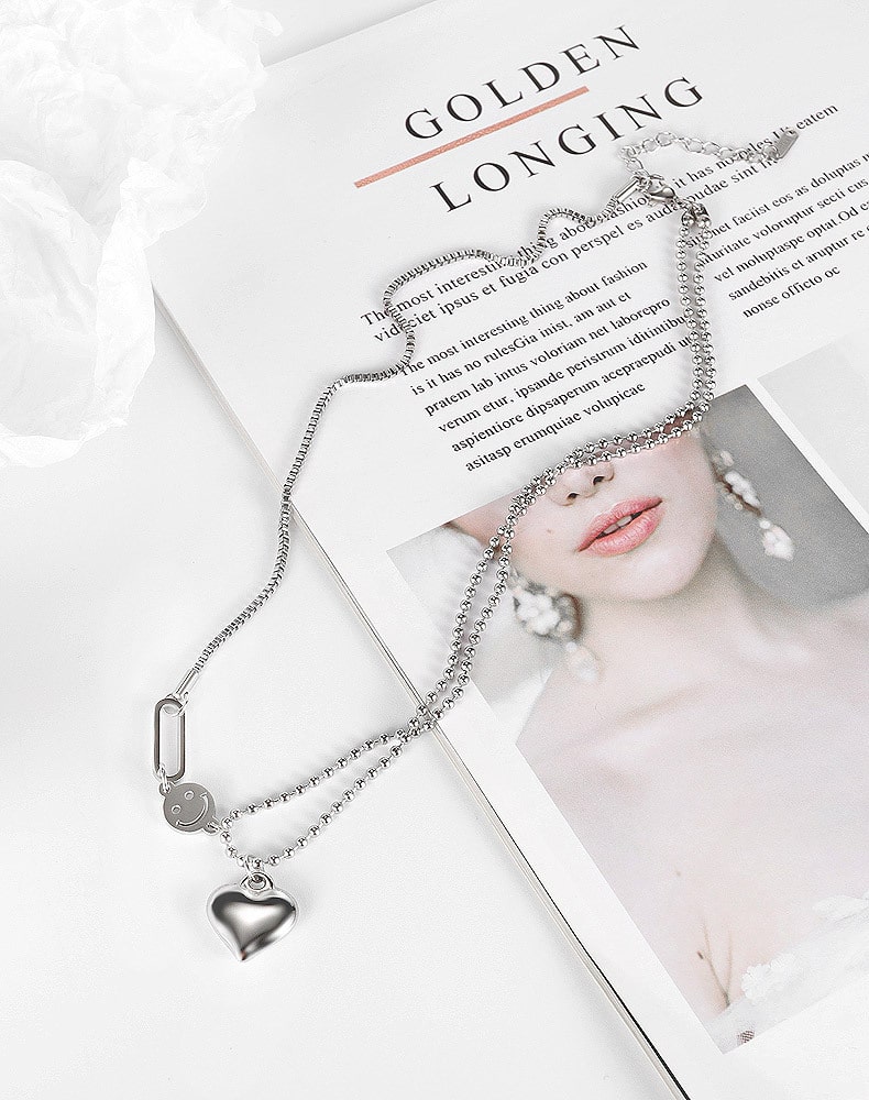 Trendy Stainless Steel Heart Pendant Necklace for Women