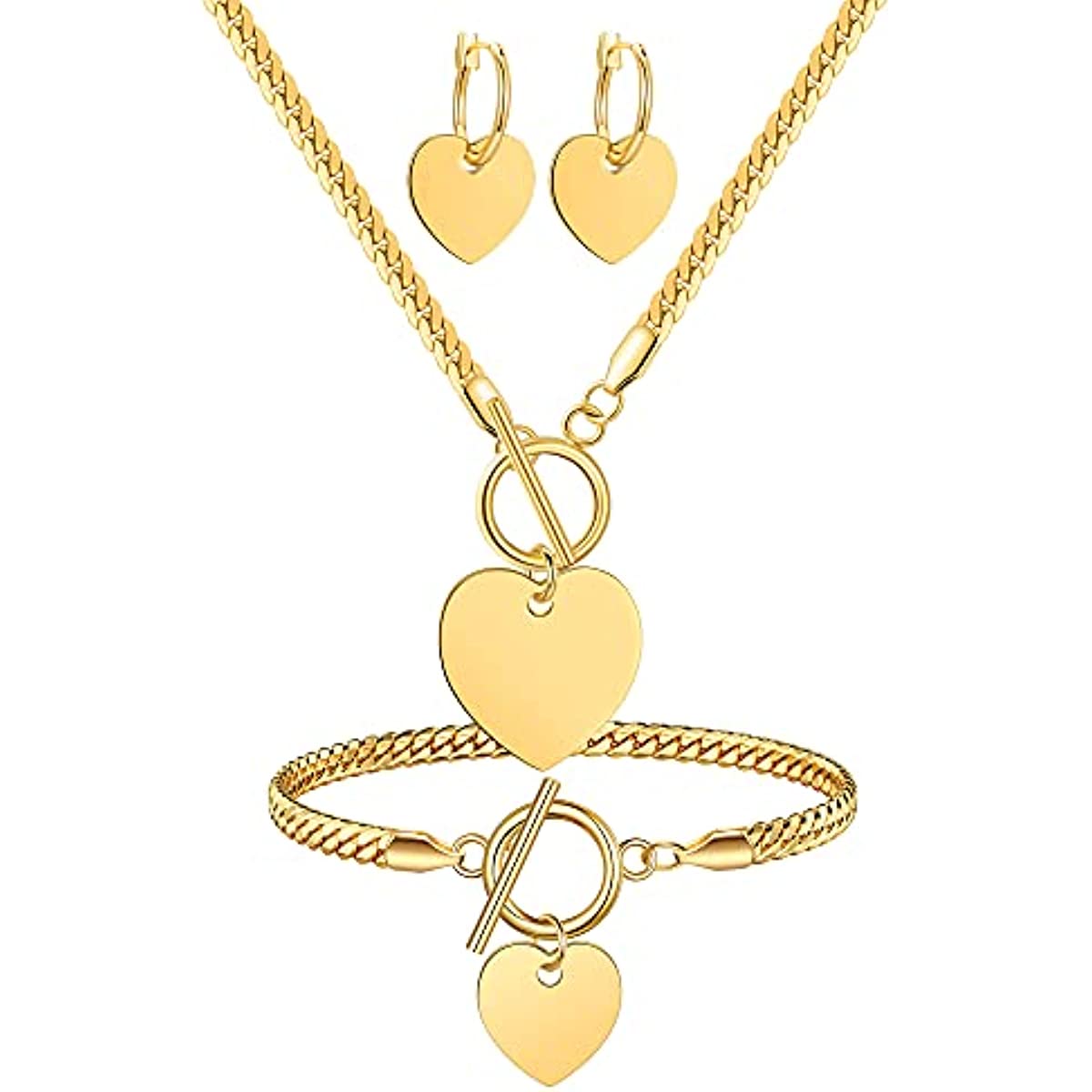 Heart Pendant Necklace with Bracelet and Earrings – Perfect Jewelry Set for Her