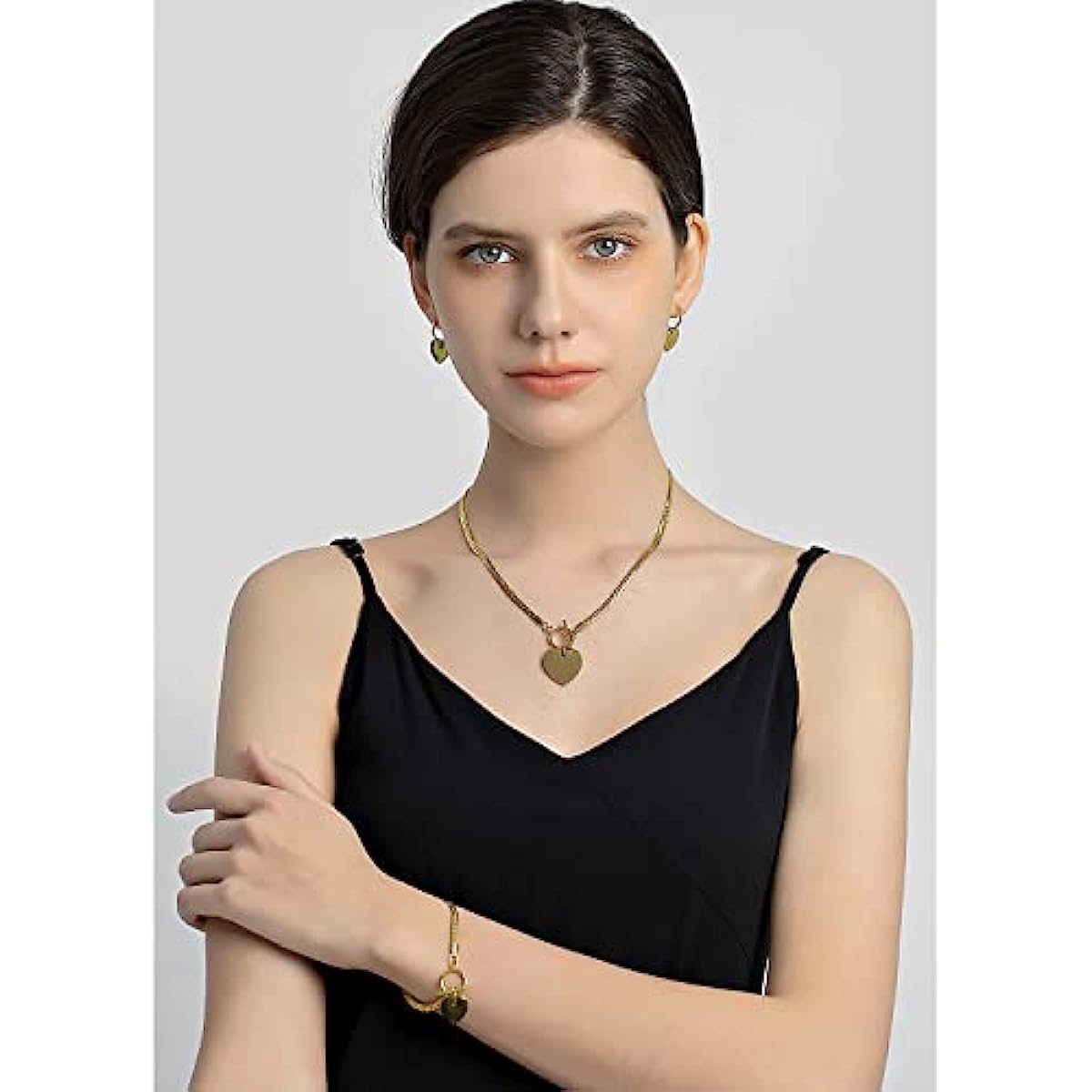 Heart Pendant Necklace with Bracelet and Earrings – Perfect Jewelry Set for Her