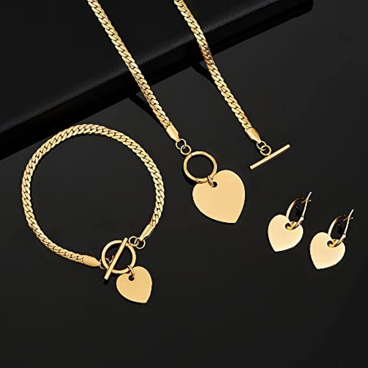 Heart Pendant Necklace with Bracelet and Earrings – Perfect Jewelry Set for Her