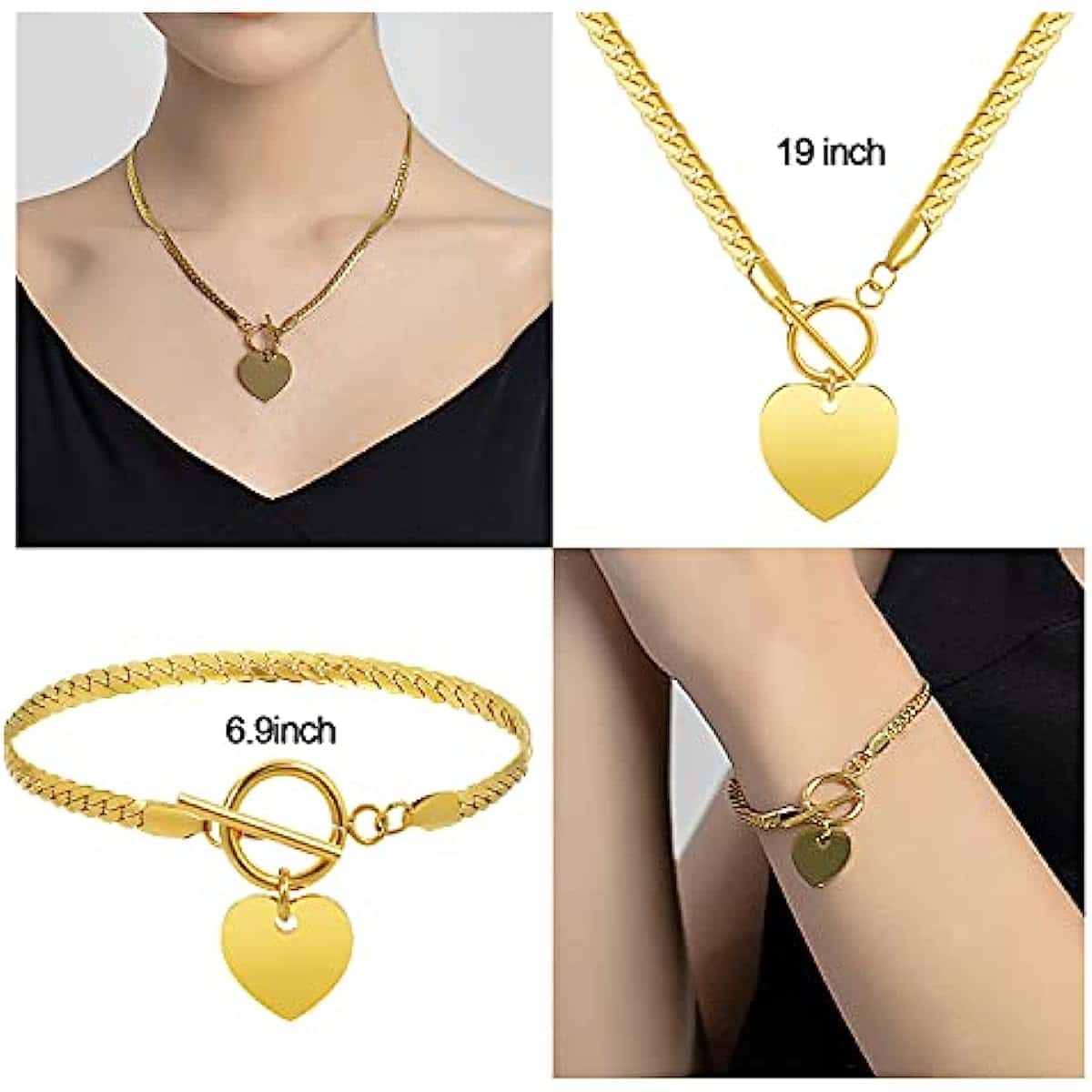 Heart Pendant Necklace with Bracelet and Earrings – Perfect Jewelry Set for Her