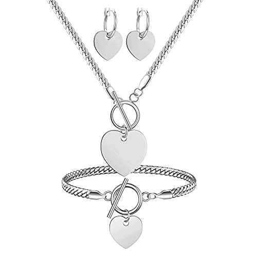 Heart Pendant Necklace with Bracelet and Earrings – Perfect Jewelry Set for Her