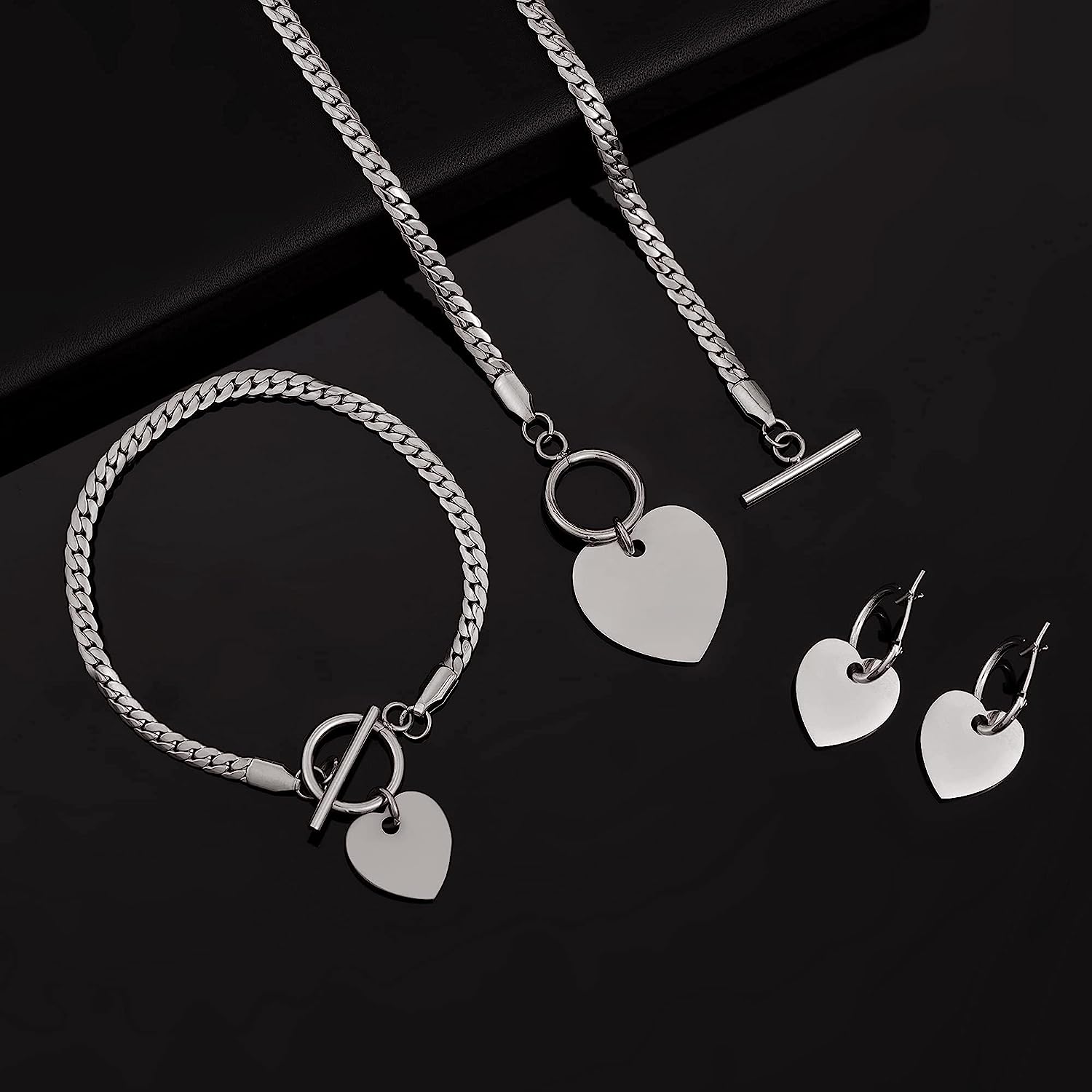 Heart Pendant Necklace with Bracelet and Earrings – Perfect Jewelry Set for Her