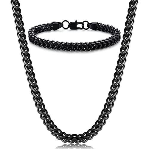 Cheap Wheat Chain Necklace and Bracelet Set for Men – Chain Width of 5mm at 22 inches