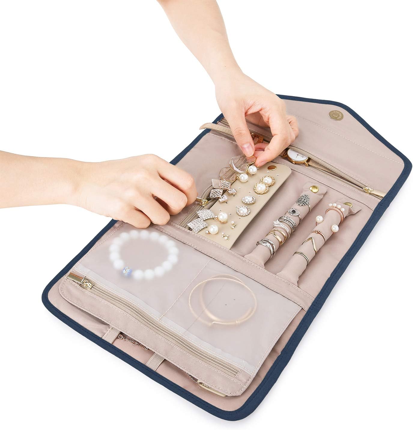 Foldable Jewelry Roll for Travel – Perfect for Rings, Necklaces, Earrings, Bracelets