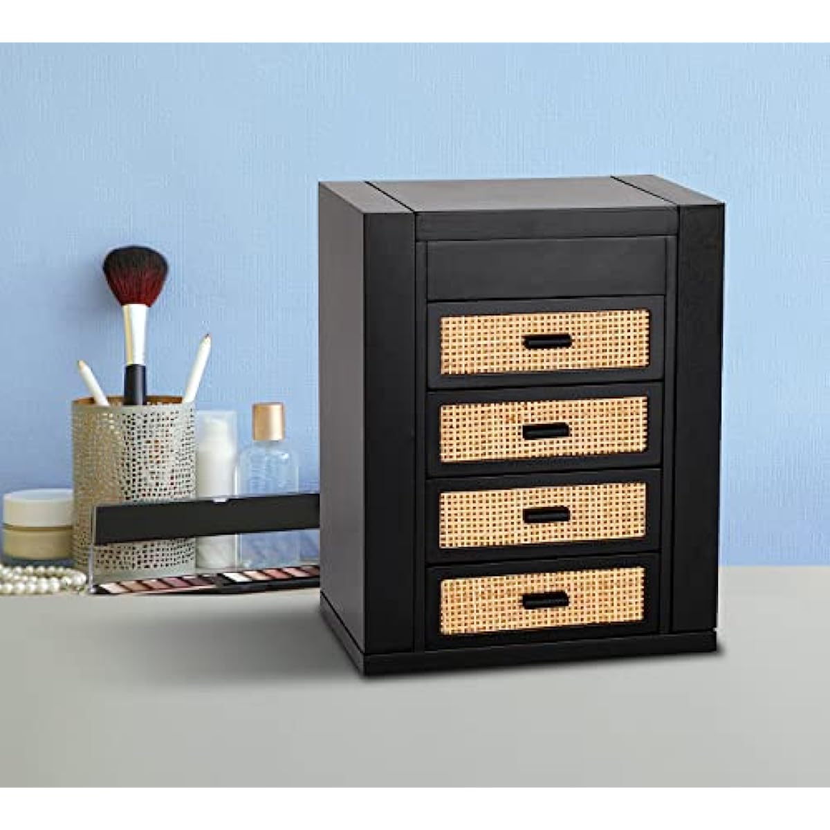 5 Layers Wooden Jewelry Organizer Box with Mirror