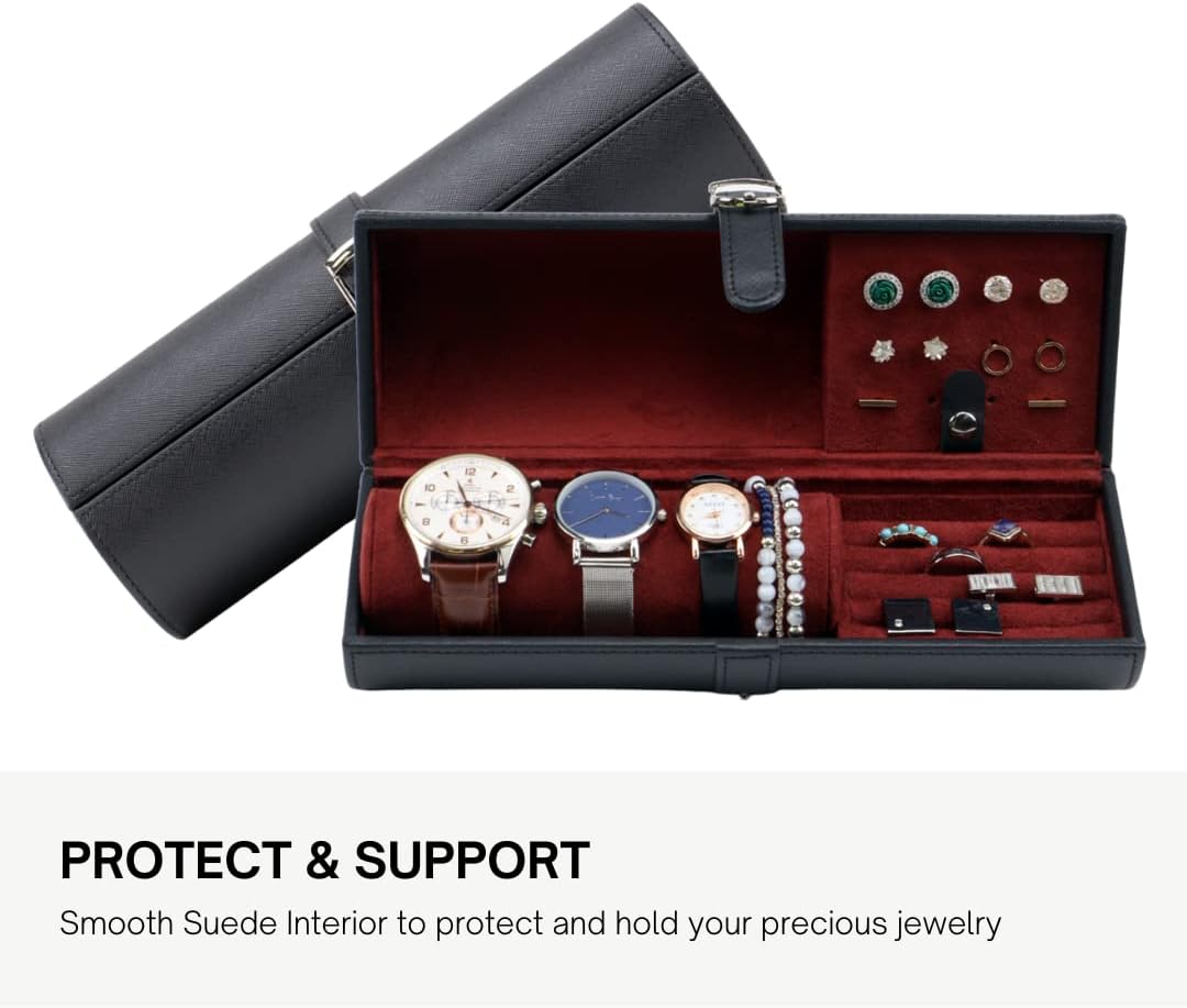 Round Jewelry Organizer Box for Watches Cufflinks and Jewelry