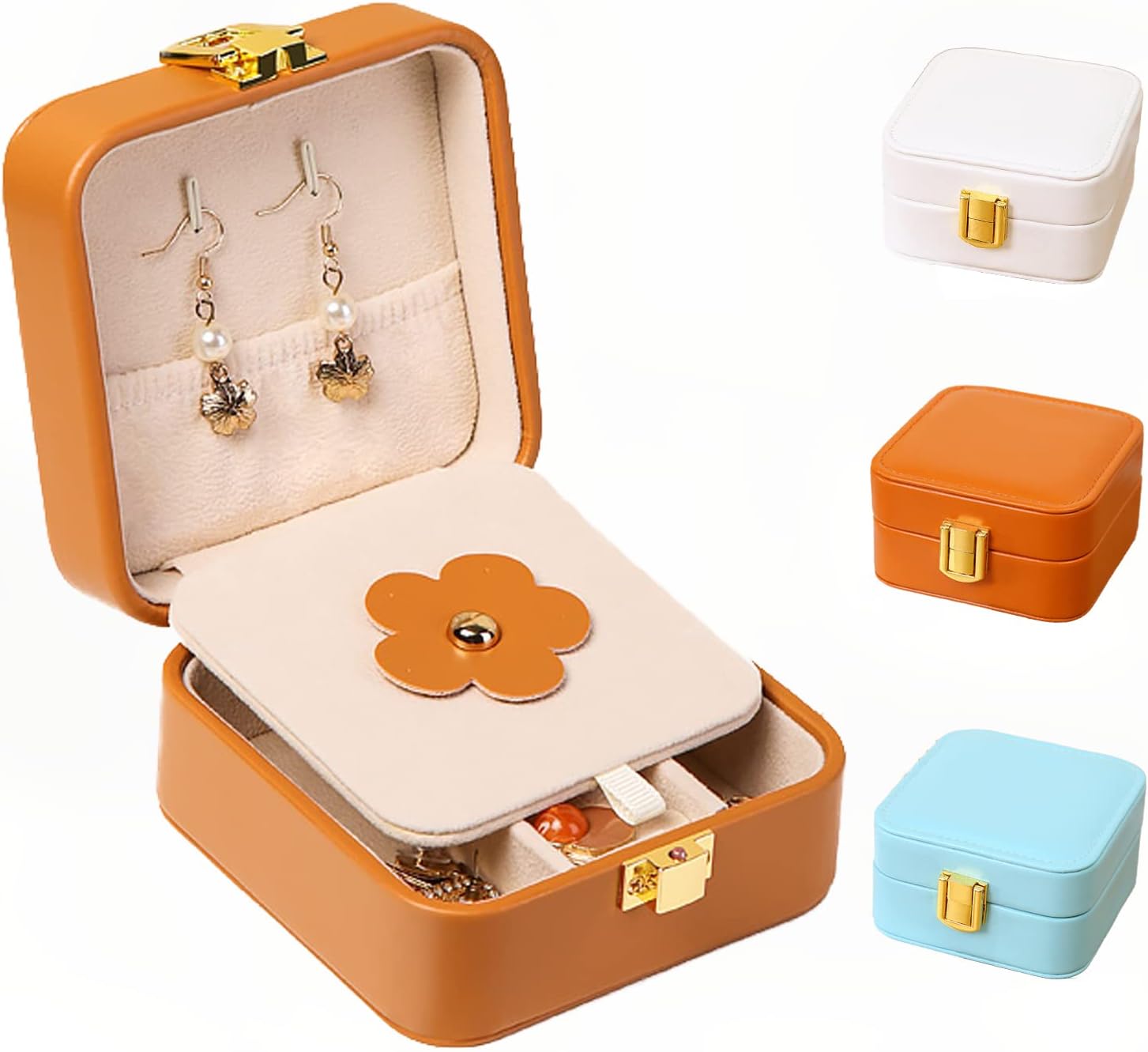 Small Jewelry Box with Makeup Mirror – Perfect for Travel and Storage