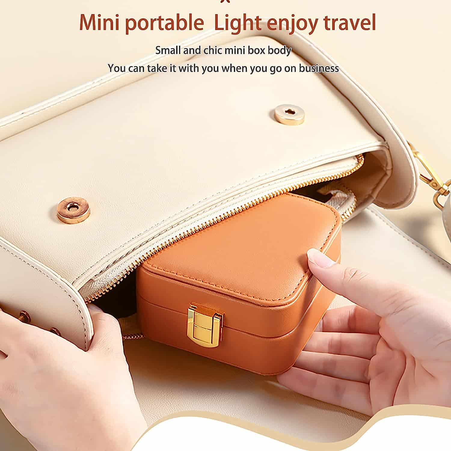 Small Jewelry Box with Makeup Mirror – Perfect for Travel and Storage