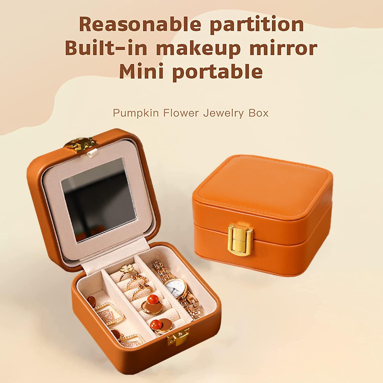 Small Jewelry Box with Makeup Mirror – Perfect for Travel and Storage