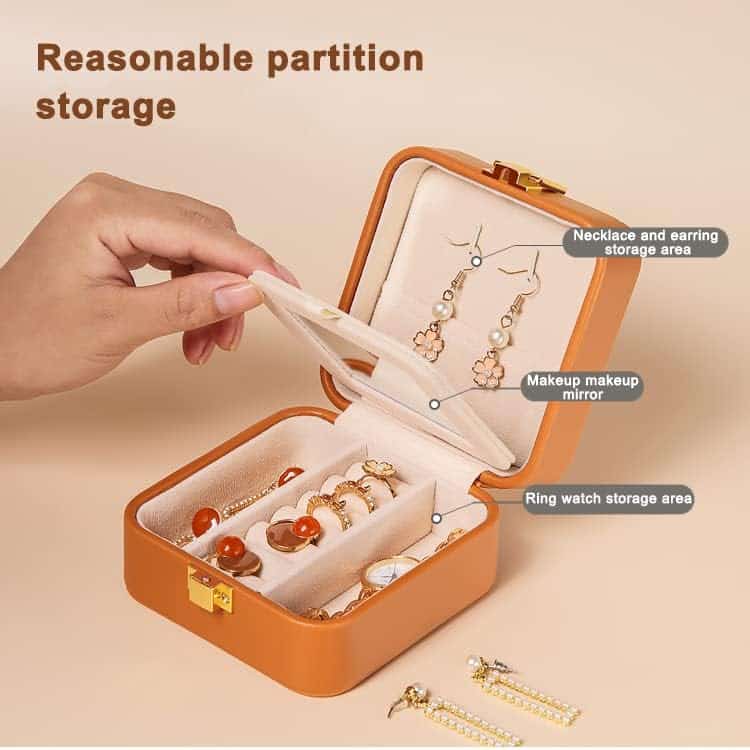 Small Jewelry Box with Makeup Mirror – Perfect for Travel and Storage