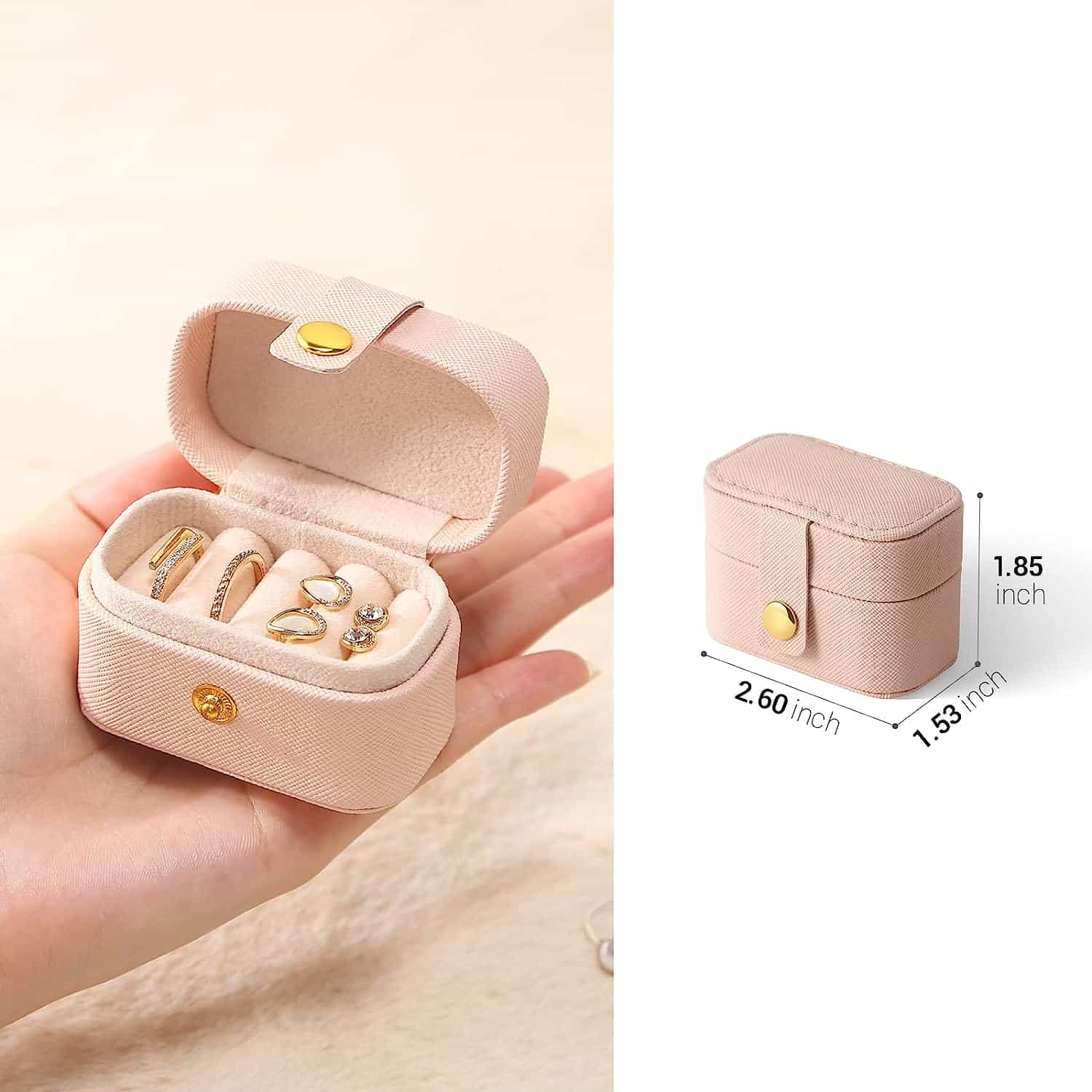 Mini Travel Jewelry Case Portable for Rings, Earrings Organizer