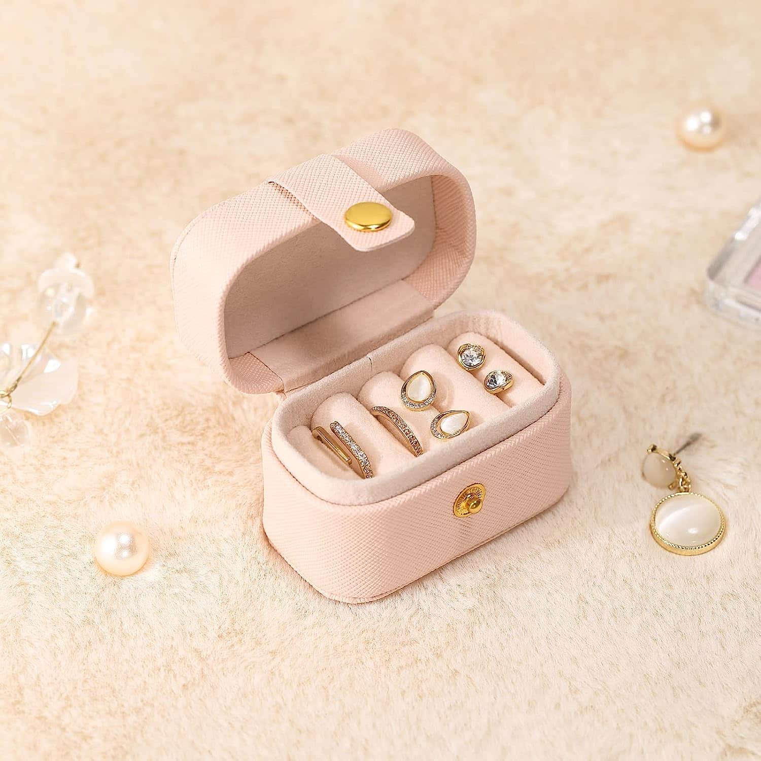 Mini Travel Jewelry Case Portable for Rings, Earrings Organizer