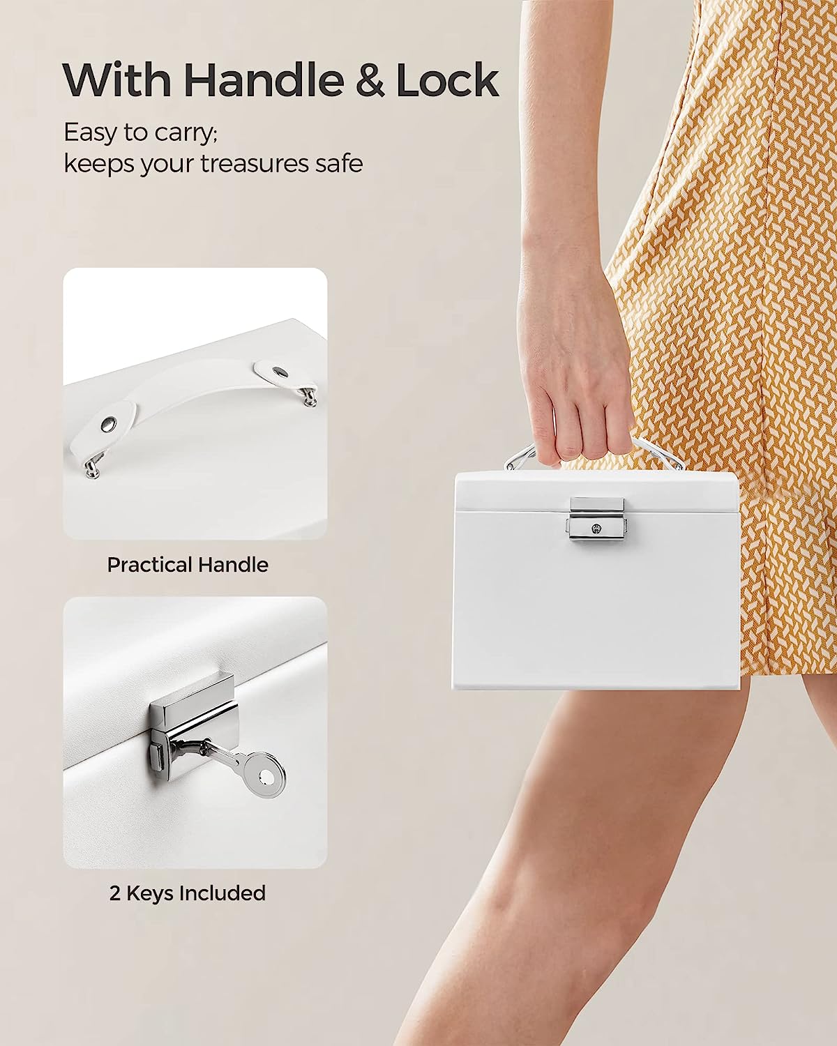 3-Layer Premium Faux Leather Jewelry Box for Earrings, Rings and Necklaces