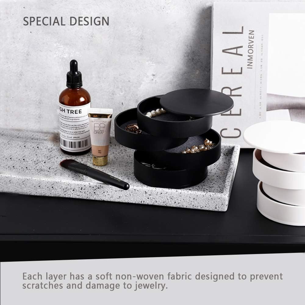 Women’s Small Jewelry Storage Box: 4-Layer Rotating Travel Case with Lid