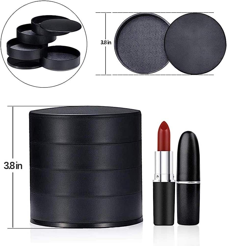 Women’s Small Jewelry Storage Box: 4-Layer Rotating Travel Case with Lid