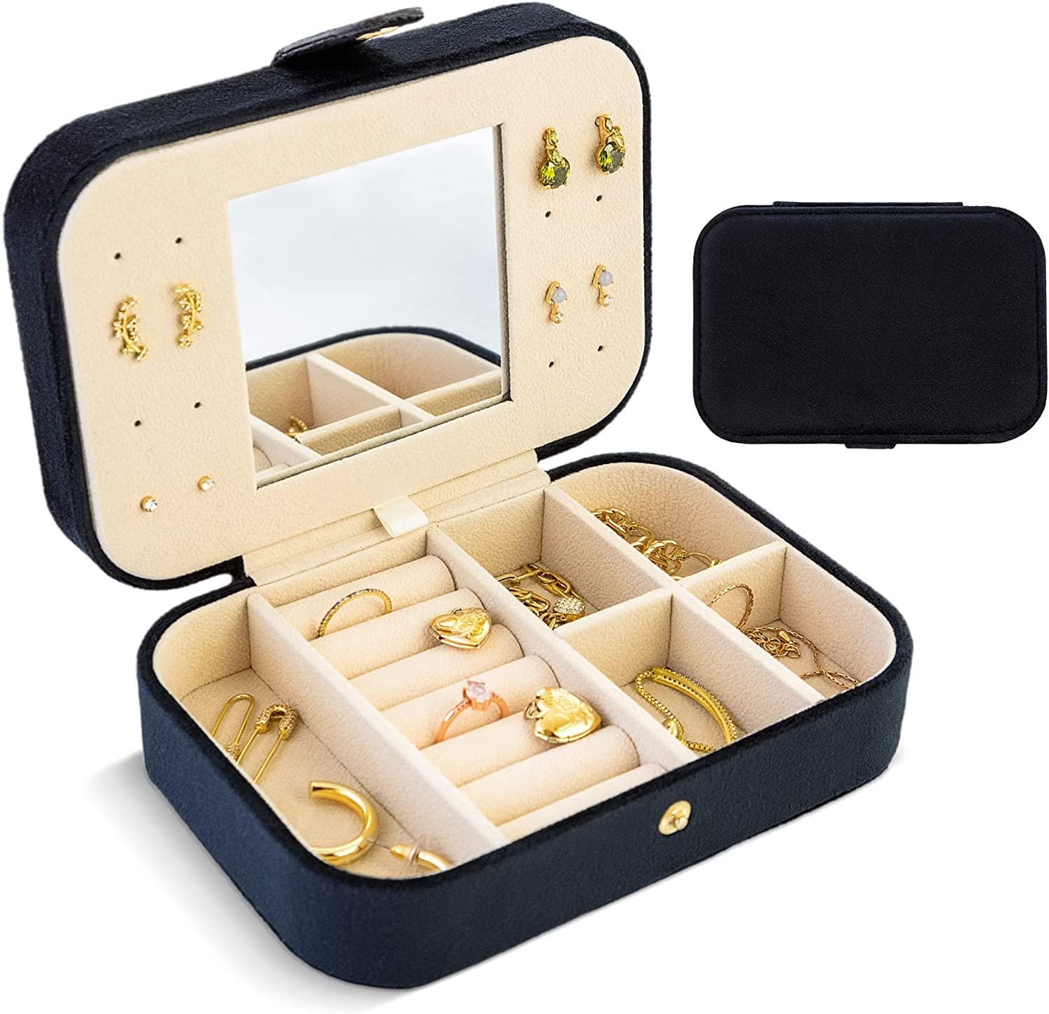 Small Jewelry Travel Case for Women – 2-Layer PU Leather Organizer Box