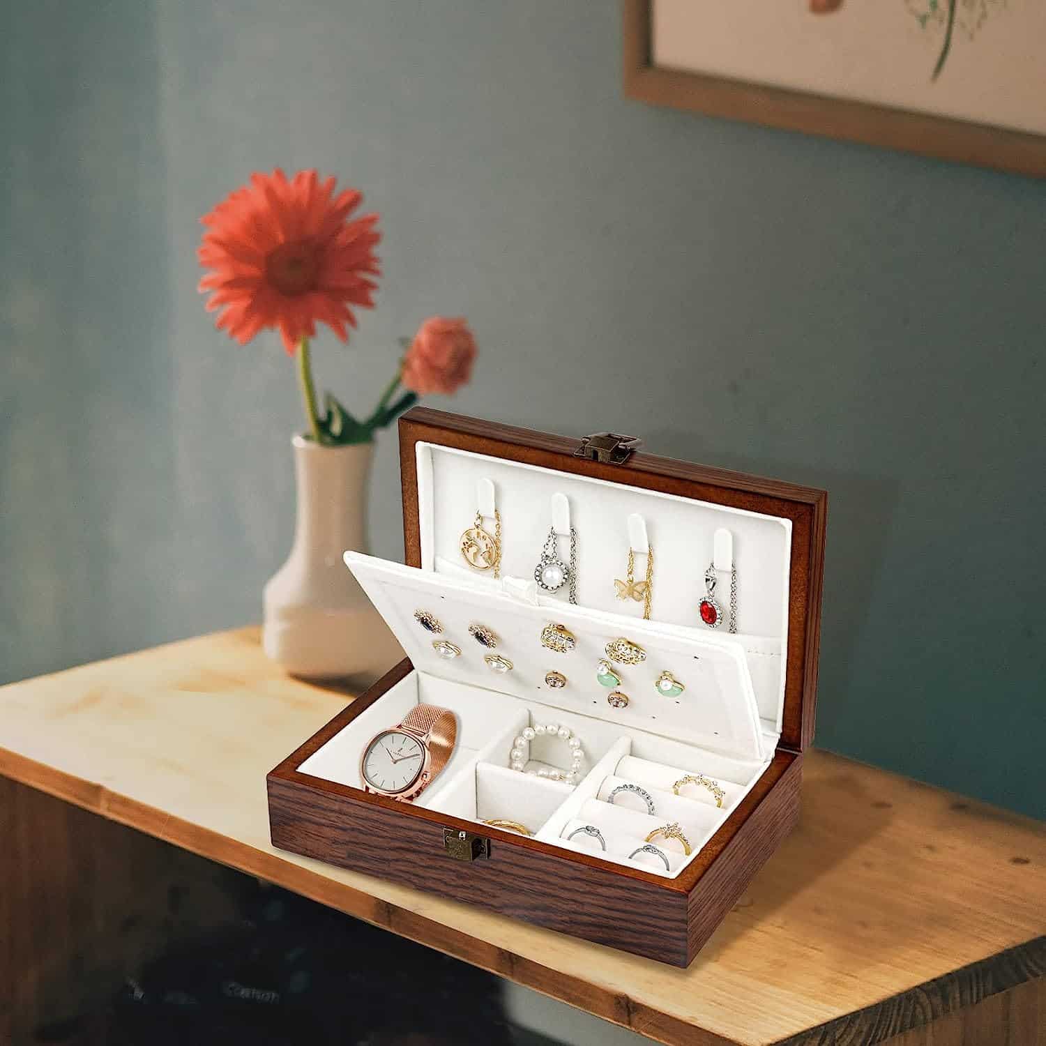 Luxury 2 Layers Jewelry Travel Organizer Box for Jewelry Collectors